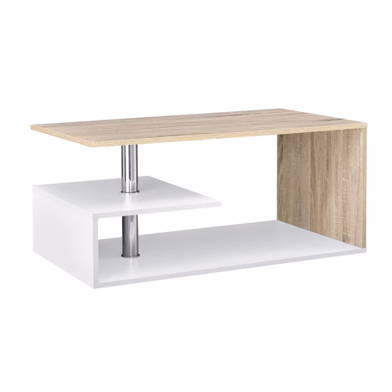 In And OutdoorMatch Tavolino Charlene - 90x50x41cm - Colori bianco e rovere - Truciolato - Design moderno