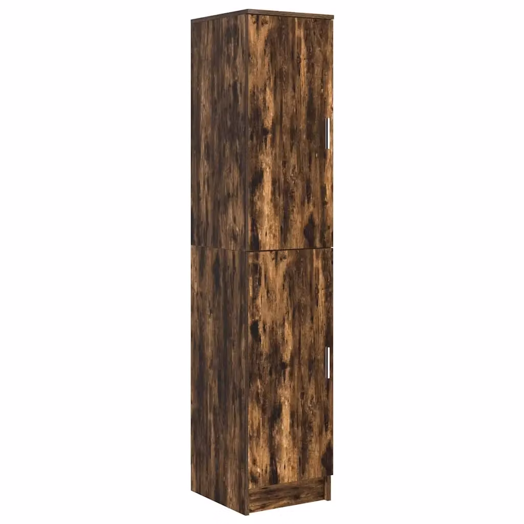 Credenza Buffet Moderna vidaXL in Rovere Marrone con Ante a Battente e Ripiani Interni L/P/H: 35 x 39 x 168 cm – 2