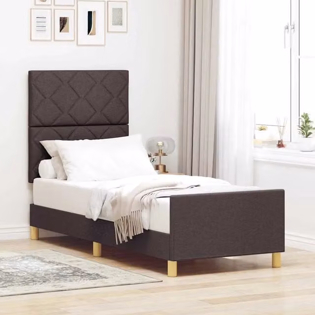 Struttura del letto imbottita vidaXL in tessuto e legno marrone 80 x 200 cm