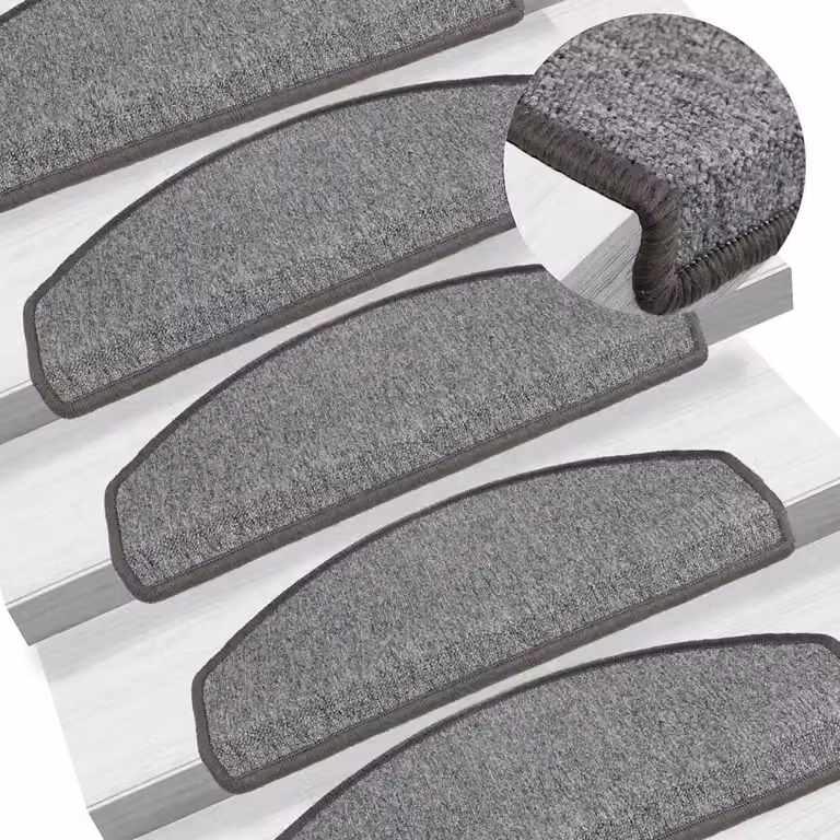 Set di 10 tappetini per scale semicircolari vidaXL, colore grigio scuro, L: 65 cm, P: 24 cm, H: 4 cm, autoadesivi e fonoassorbenti