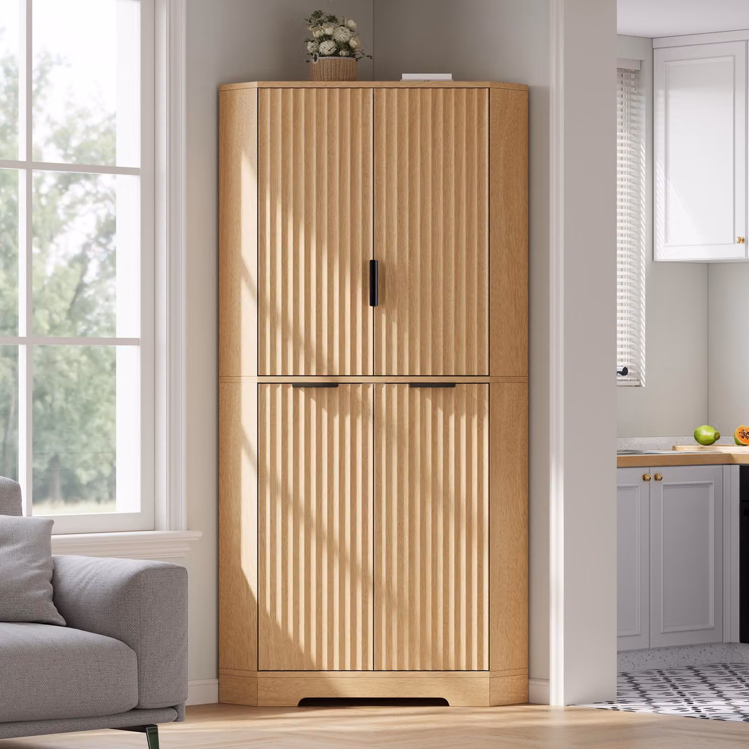 Mobiletto a parete STILVORA con 4 ante e ripiani interni regolabili, armadietto contenitore, mobiletto portaoggetti per cucina, sala da pranzo e soggiorno