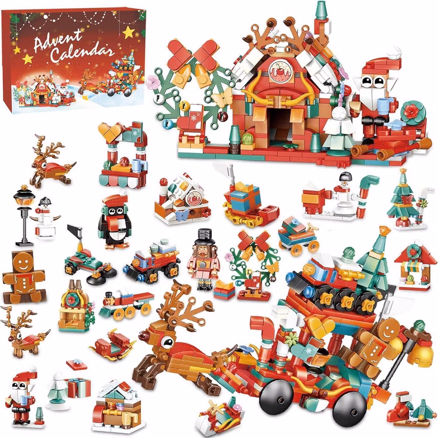 Calendario dell'Avvento con set di mattoncini da costruzione, 24 giorni, regalo per bambini