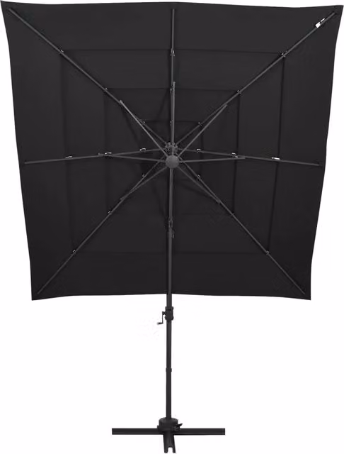 Ombrellone a sbalzo Videx con palo in alluminio e copertura in poliestere, colore nero, L 250 x P 250 cm – 1