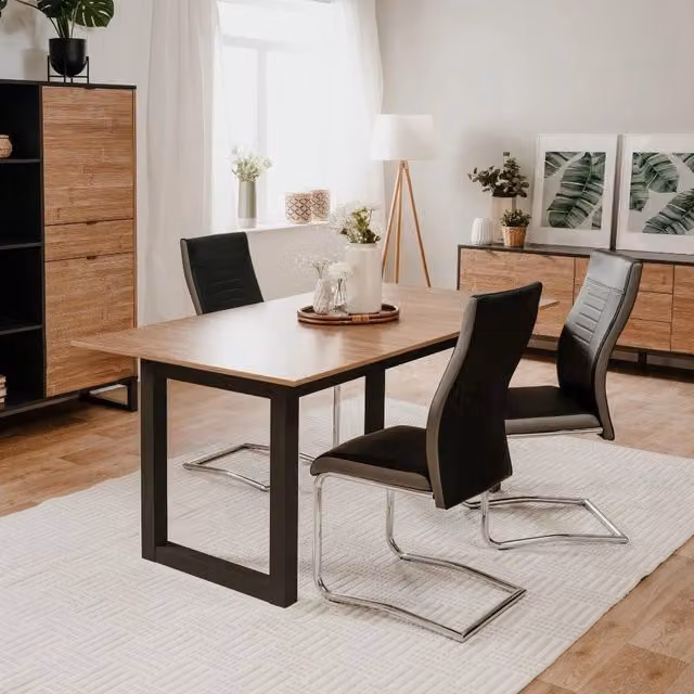 Tavolo allungabile Austin80A piano color legno e gambe antracite 160x90x75