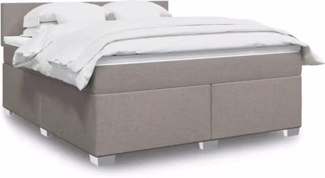 Letto con Giroletto a Molle e Materasso Ibrido vidaXL in Tessuto, Colore Tortora, L/P: 180 x 200 cm