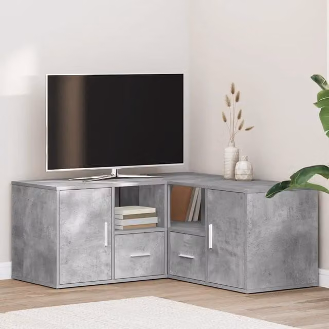Mobile Angolare Moderno vidaXL Grigio Opaco in MDF con Pannello Posteriore L/P/H: 160 x 40 x 45 cm