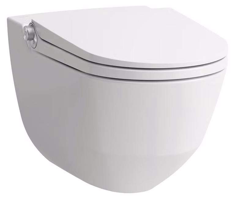 LAUFEN Cleanet Riva : WC douche mural, sans rebord de chasse, avec siège de WC et couvercle, télécommande incluse, H8206917570001, H8206917570001