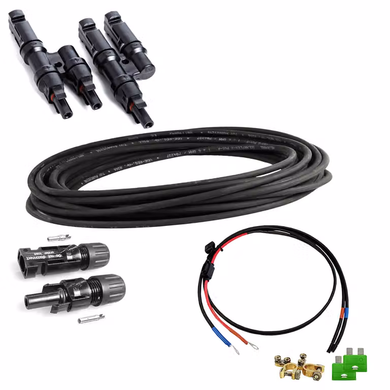 Kit di collegamento solare 3 - Cavi per batteria, cavi solari, connettori MC4, prese a Y