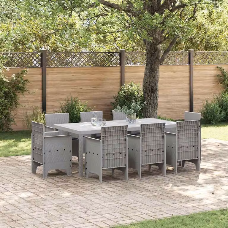 Maison Exclusive - Set da giardino per esterni, 9 pezzi, polipropilene grigio chiaro