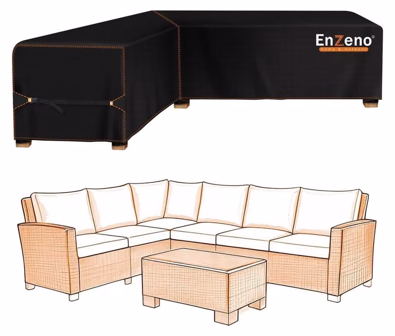 Copertura per mobili da giardino, divano angolare a forma di L, dimensioni 140x210x75 cm / 140x210x87 cm, tessuto 420D, impermeabile e resistente al vento