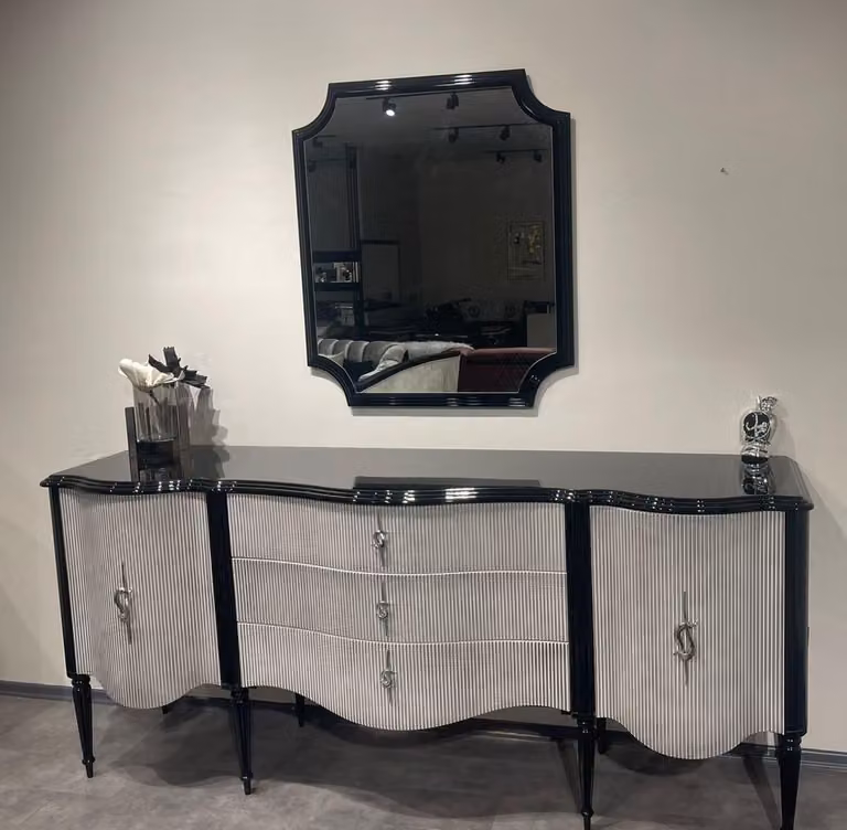 Casa Padrino Credenza barocca con specchio nero/grigio/argento - Mobili barocchi - Mobili barocchi - Arredamento barocco - Nobile & Magnifico