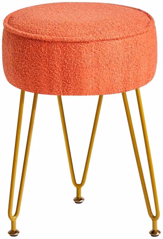 Pouf rotondo in velluto teddy Ibzenoa®, 32 x 44 cm – gambe in metallo regolabili con rivestimento in polvere dorata, pouf multifunzionale per seduta e poggiapiedi