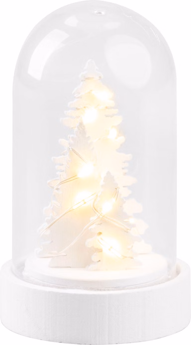 Decorazione MagicHome Natale, albero bianco in cupola, LED, bianco caldo, interno, 5,5x9 cm