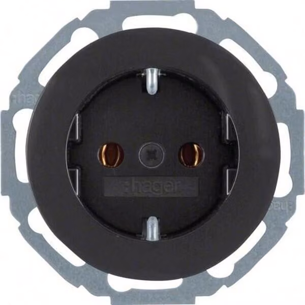 Presa Hager SCHUKO serie R WLS1100BG Classic, nero lucido