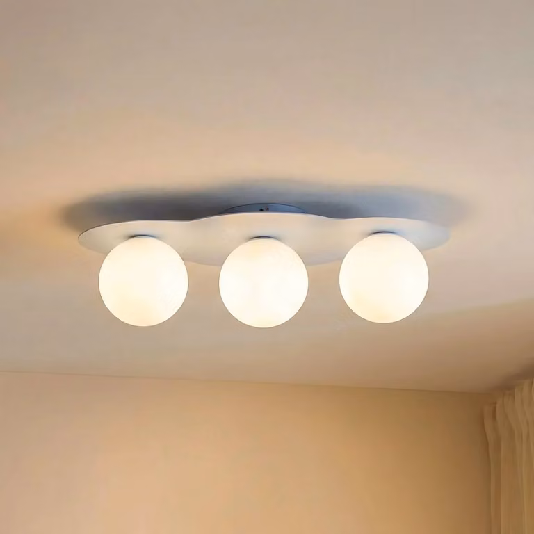 Plafoniera Cloud TK Lighting, dimmerabile, Blu, Cameretta, Vetro, Giovanile, Plafoniera