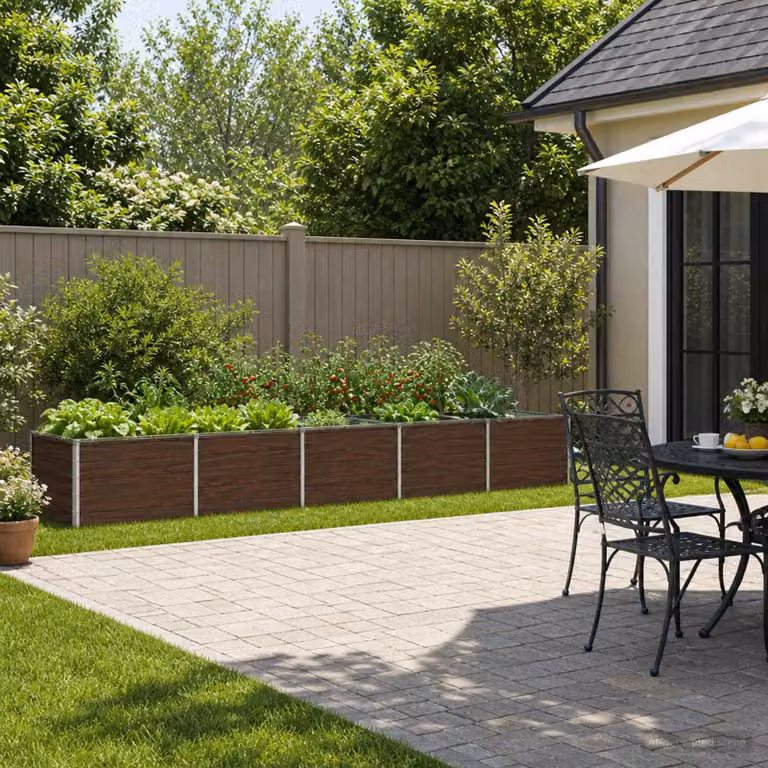 Letto rialzato da giardino vidaXL in metallo Nero L: 400 cm, P: 80 cm, H: 55 cm