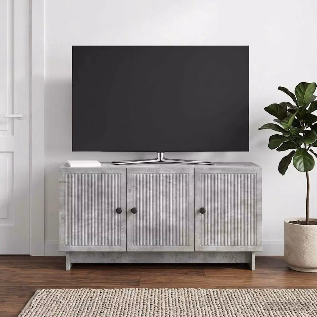 Mobile TV vidaXL moderno in legno ingegnerizzato e MDF, Grigio Cemento, L 99 x P 34,5 x H 50 cm