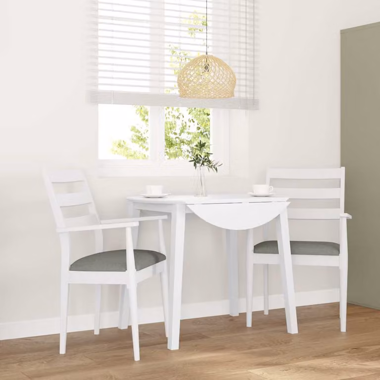 Set di 2 sedie da pranzo vidaXL in legno di Hevea con cuscini bianchi e grigi in stile scandinavo