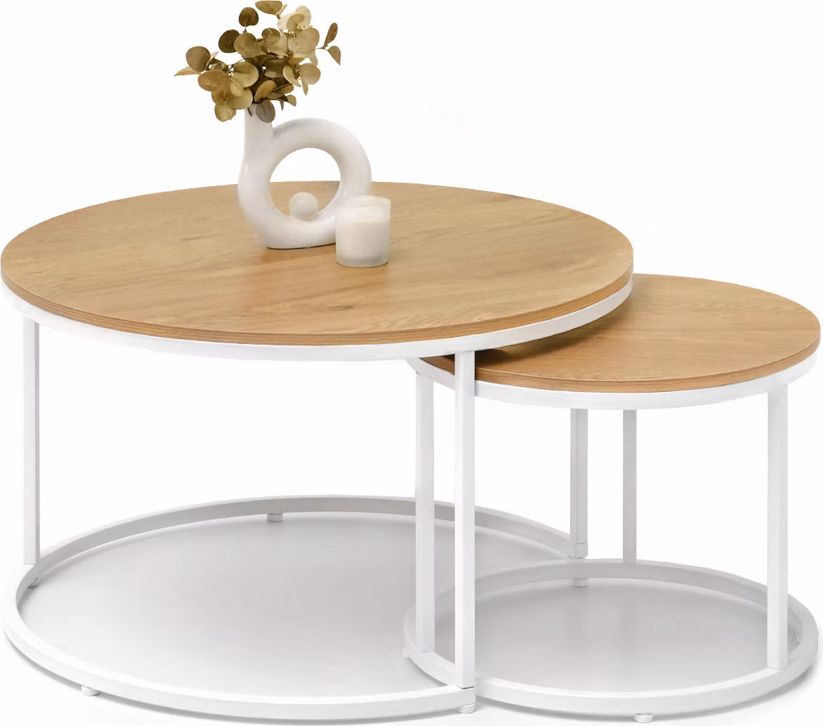 Set di tavolini da caffè JACEK - rovere / bianco