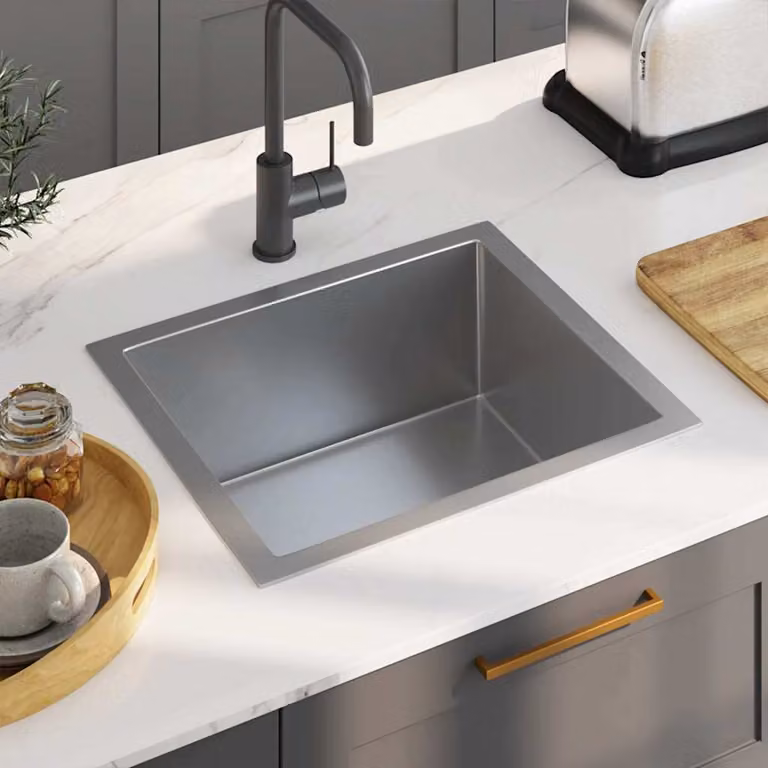Lavello da cucina vidaXL in acciaio inox color argento L/P/H: 51 x 44 x 20 cm