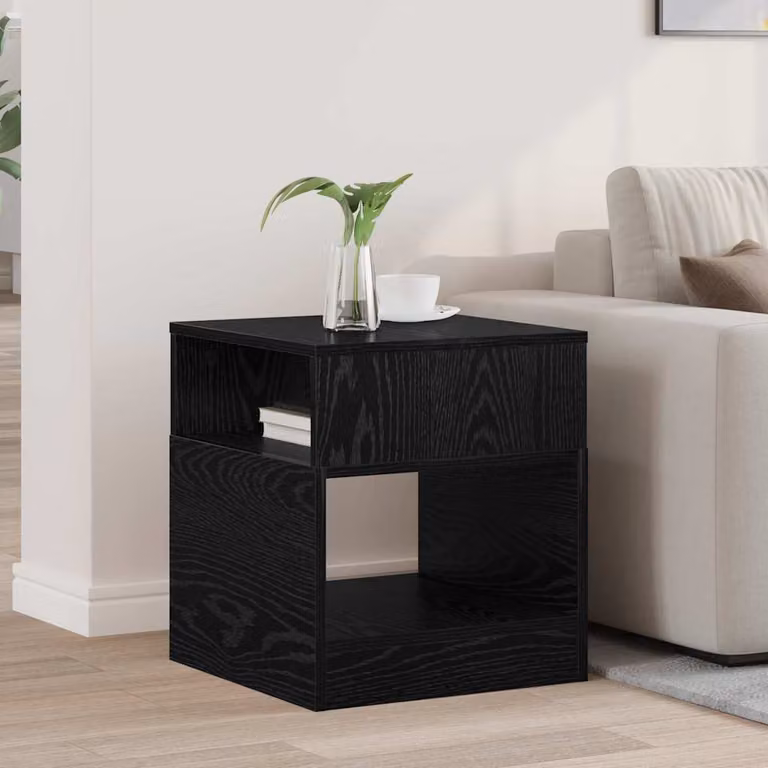 Tavolino moderno vidaXL in legno nero e rovere L/P/H: 40,5 x 40 x 45 cm
