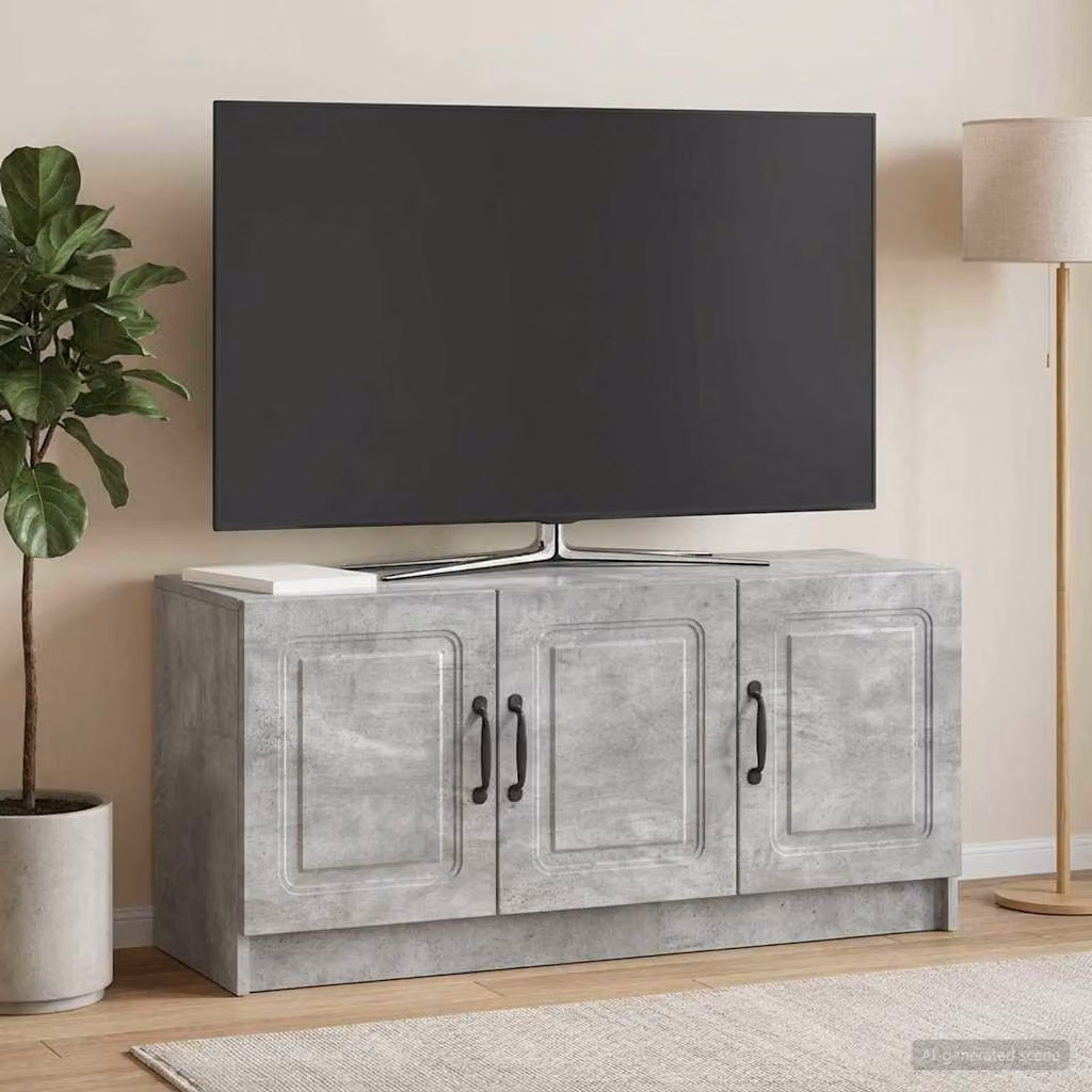 Mobile TV vidaXL moderno Grigio Cemento in legno e metallo L 99 x P 34,5 x H 47 cm