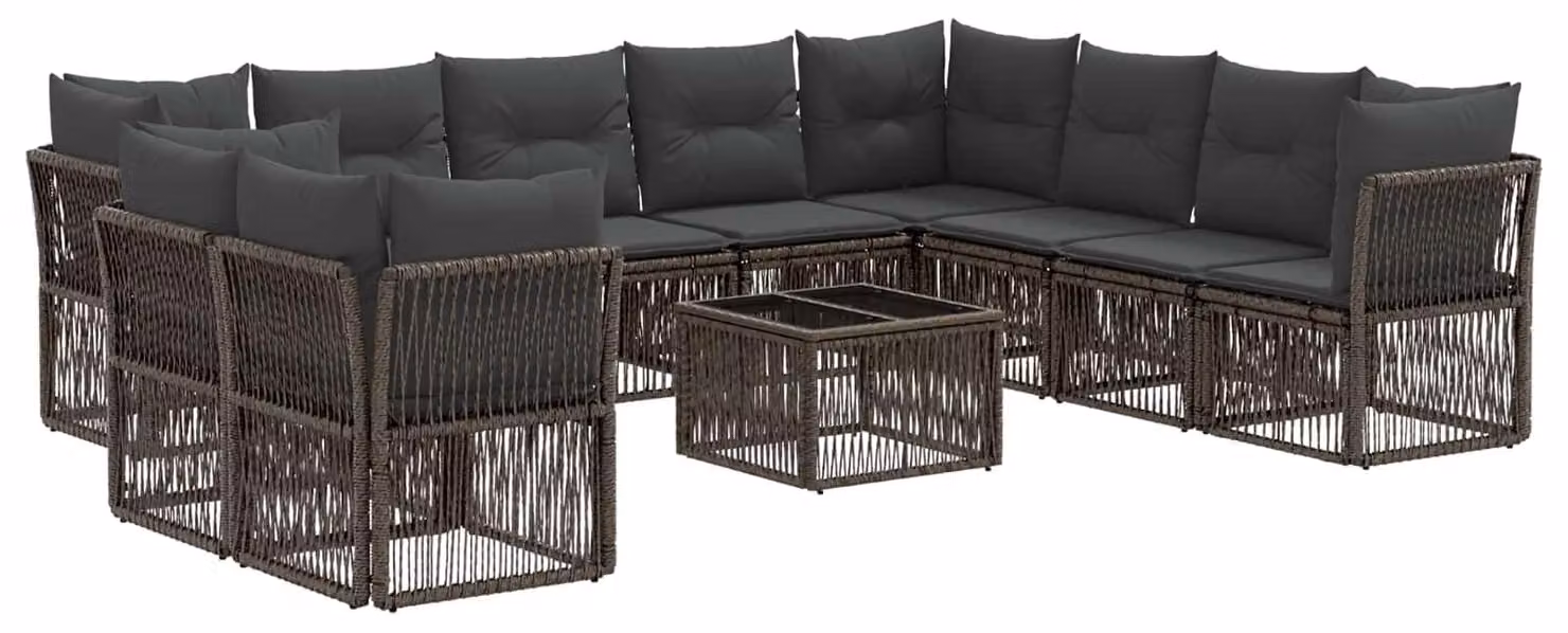 Set Divano da Giardino 11 pcs Grigio polyrattan