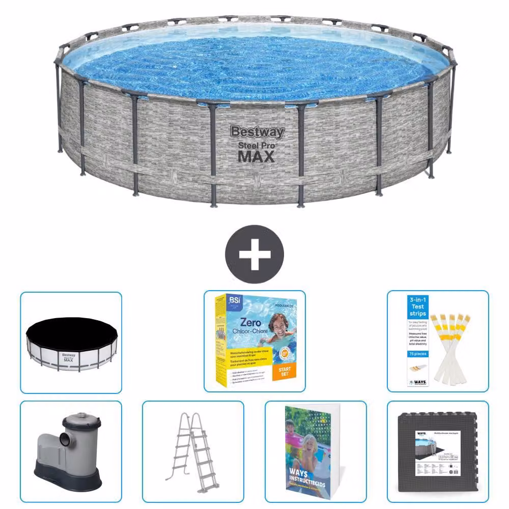 Bestway Steel Pro MAX, piscina in acciaio, forma rotonda - 549x122 cm - 6 pezzi, modello S607