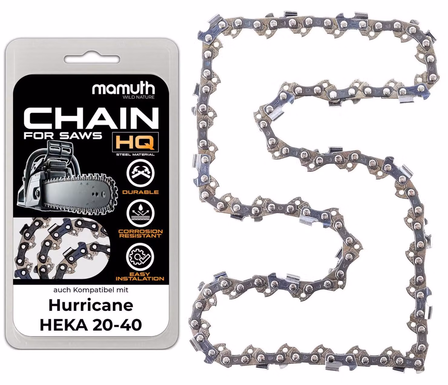 Catena per motosega, lunghezza 35 cm, spessore 1,3 mm, passo 3/8", modello 52 TG, compatibile con motoseghe McCulloch HEKA 20-40