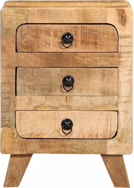Comodino da notte Design Mania in legno di mango grezzo marrone L: 37 cm, P: 32 cm, H: 50 cm