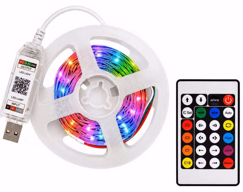 Verk 12460: Striscia LED neon RGB, 5 metri, con Bluetooth, app e telecomando