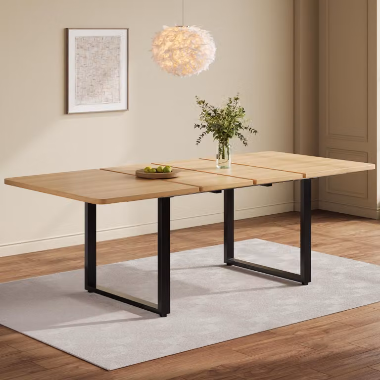 Tavolo da pranzo Flieks Tavolo da pranzo allungabile, tavolo da cucina rettangolare con gambe in metallo, tavolo per 6-10 persone, 140-180-220x80x75 cm, colore rovere