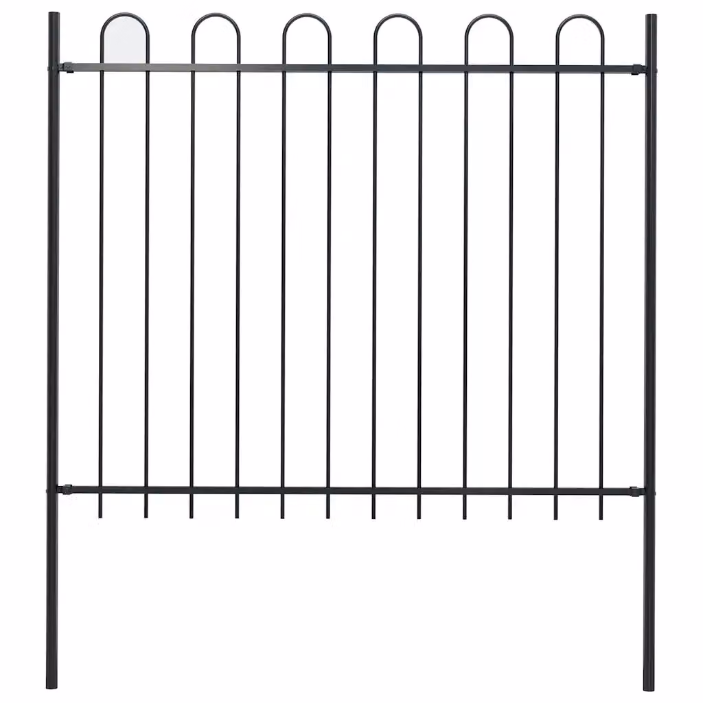 Recinzione da giardino vidaXL BOXTEL in acciaio nero con parte superiore ad anello L: 170 cm, H: 150 cm