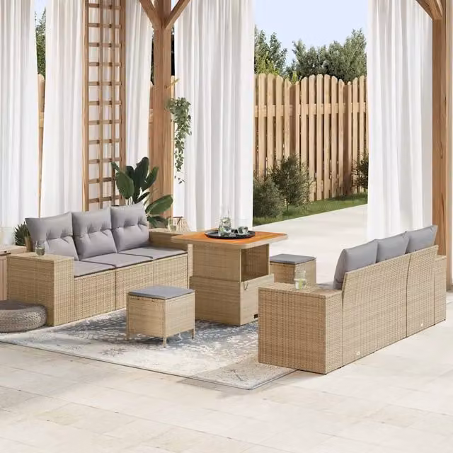 Set Divano da Giardino Beige e Grigio Chiaro 3363907