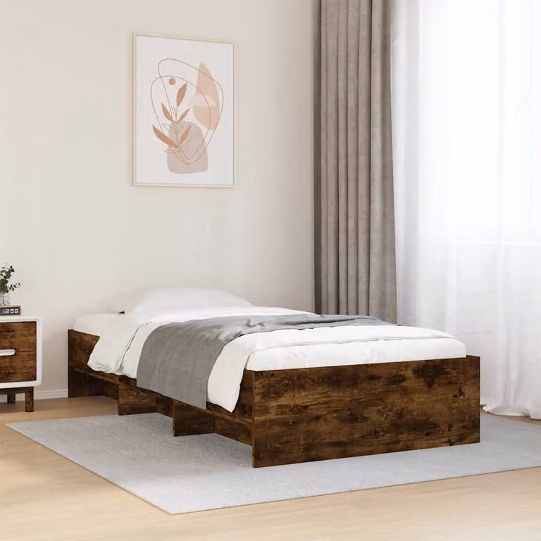Giroletto senza materasso vidaXL in truciolato e MDF color rovere fumo L 90 cm x P 200 cm
