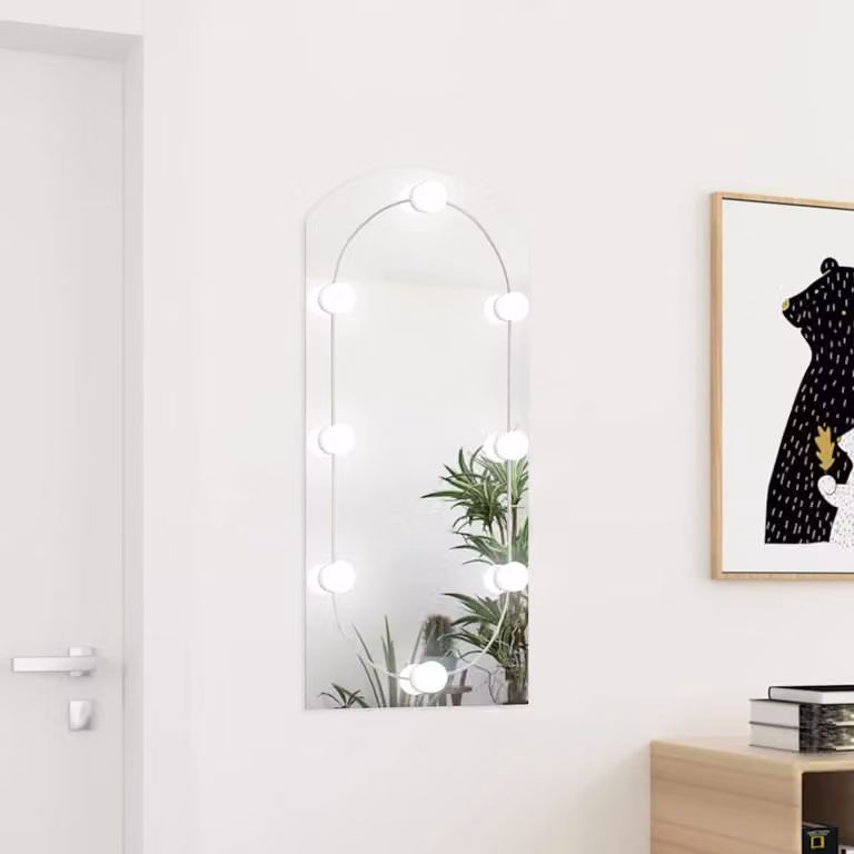 Specchio con Luci LED vidaXL a Forma ad Arco in Vetro, L: 90 cm, H: 45 cm