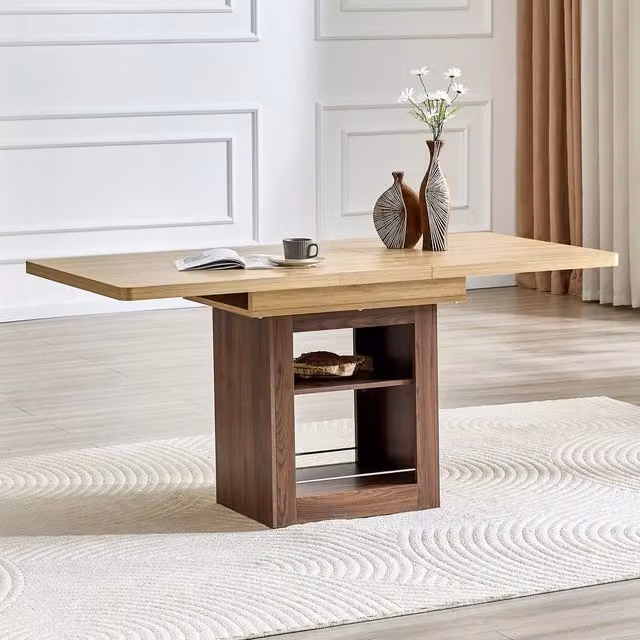Tavolo da Pranzo Allungabile con Vani ¨C MINIMAL ¨C Effetto Noce, MDF, 130/160 cm, 4-8 Persone