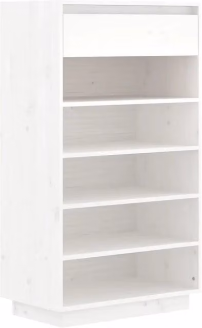 Scarpiera bianca HELLOSHOP26 in legno di pino con cassetti e ripiani, stile moderno, L/P/H: 60 x 34 x 105 cm