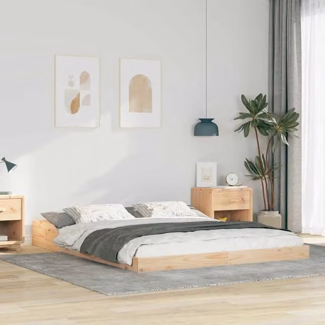 Struttura del letto moderna vidaXL in pino massello marrone L: 160 cm, P: 223,5 cm, H: 220 cm