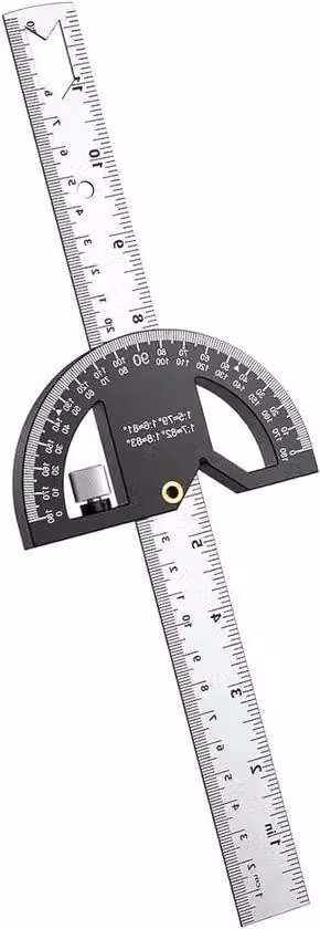 Goniometro e strumento di misurazione delle proporzioni in legno, con barra di misurazione in acciaio inossidabile da 300 mm, per garantire precisione nelle misurazioni e nella progettazione.