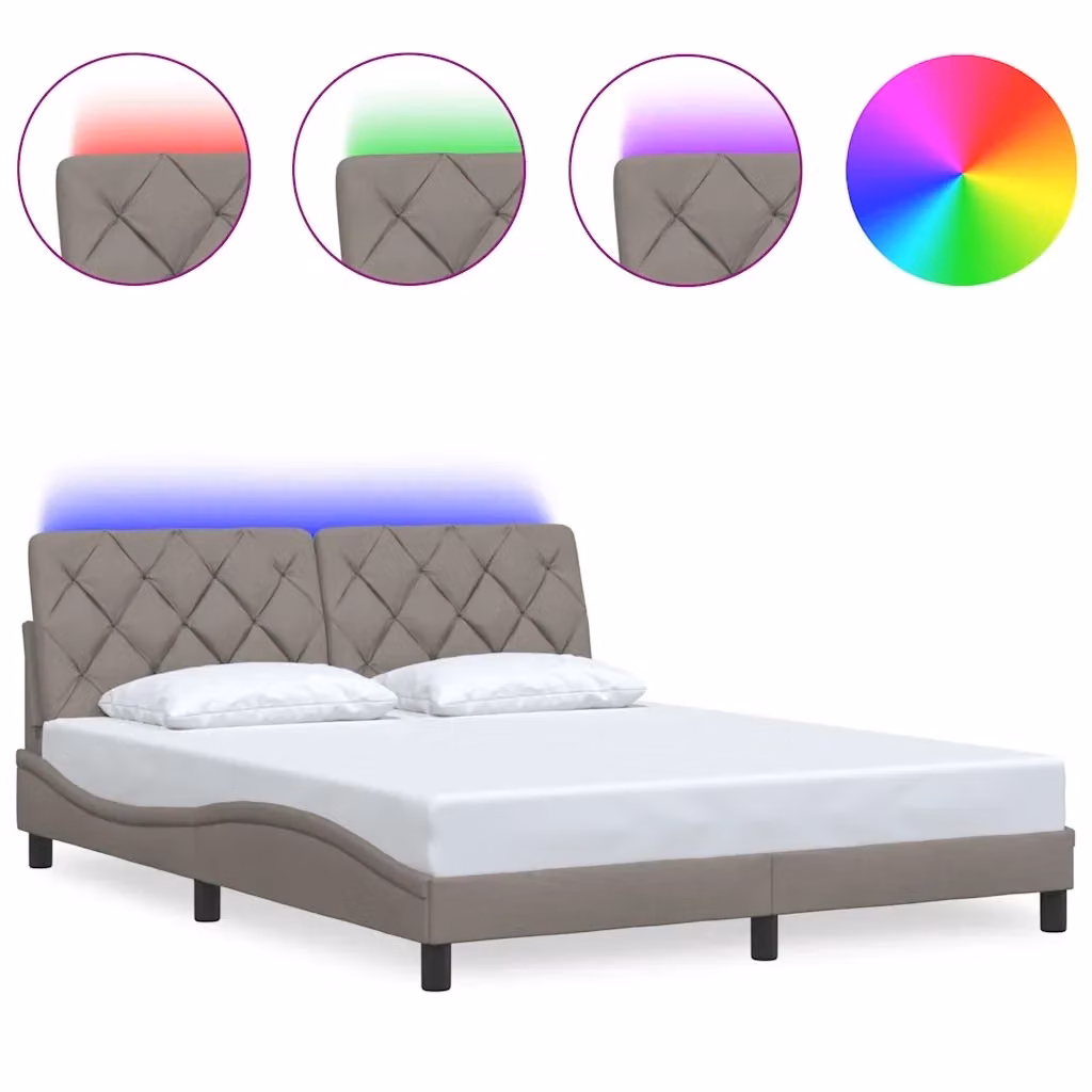 vidaXL Giroletto Moderno con Illuminazione LED e Porta USB in Tessuto, L/P/H: 160 x 200 x 165 cm – 2