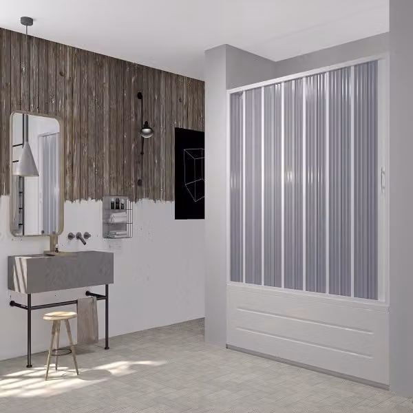 Porta vasca a soffietto in PVC per vasca nicchia 140 cm con apertura laterale MORENA Bianco
