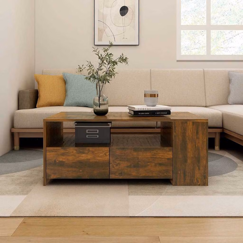vidaXL Tavolino da Salotto Moderno in Legno Rovere Fumo, L/P/H: 102 x 55 x 42 cm
