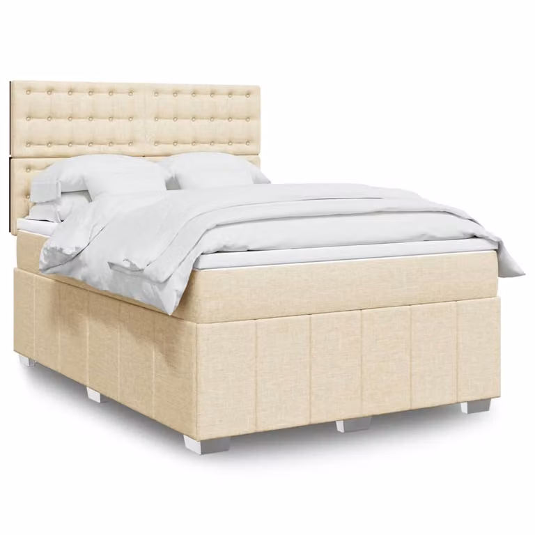 Maison Exclusive - Letto boxspring con materasso Crema 140x200 cm Tessuto