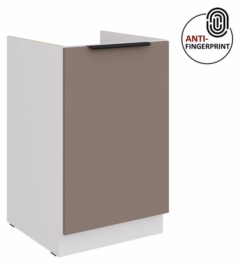 Mobile sottolavello da cucina 50 cm Cucina ARIA Grigio sabbia ultra opaco + Bianco opaco, frontali di alta qualità con rivestimento anti-impronta Angolo cottura Blocco cucina