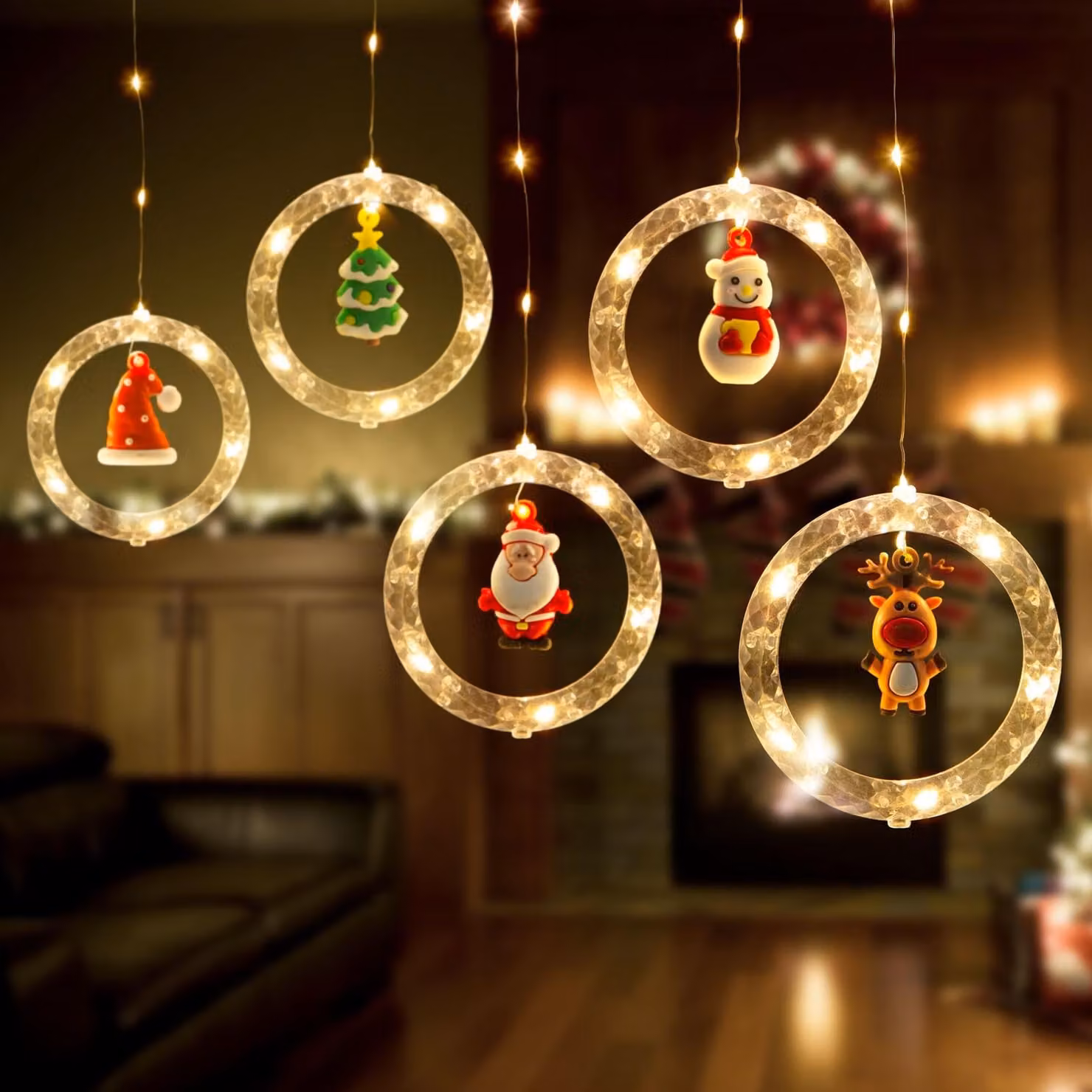 Ghirlanda luminosa a LED - tema natalizio - 1,8 x 0,5 metri - 125 LED bianchi caldi