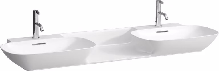 LAUFEN INO lavabo double, 1 trou de robinetterie par vasque, sans trop-plein, 1420x450mm, H8143044001111, H8143044001111