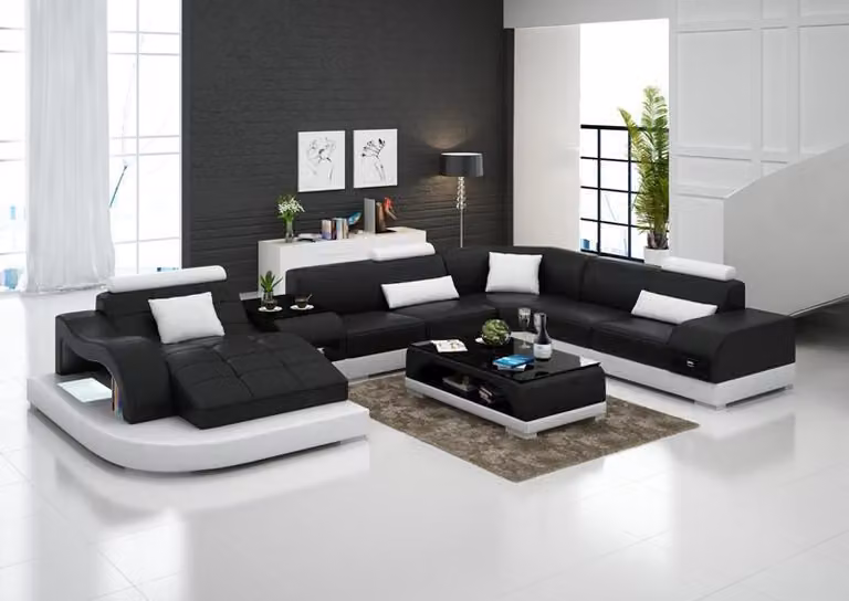 Ledersofa Couch Wohnlandschaft Ecksofa Eck Garnitur Design Modern Sofa G8009