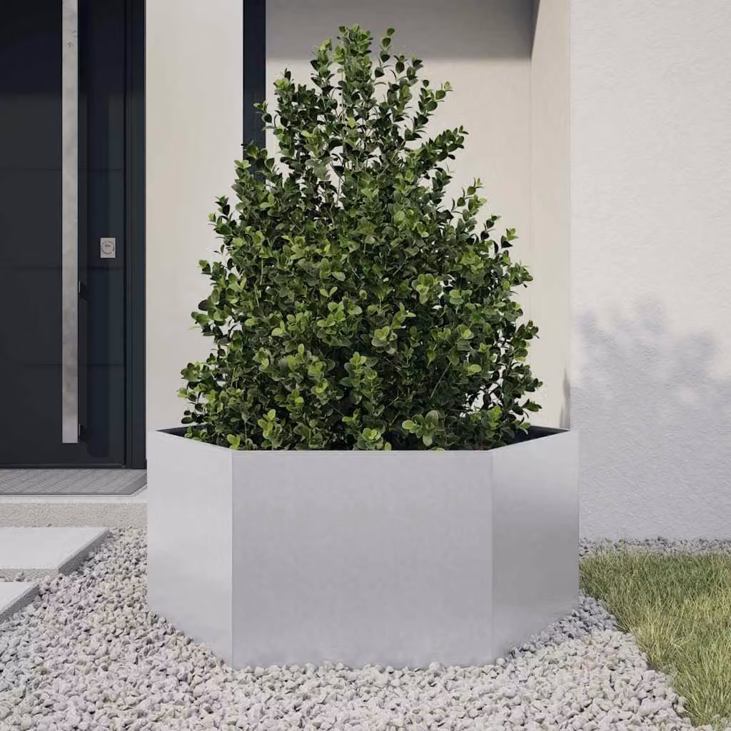 vidaXL Fioriera da Giardino Esagono 104x90x45 cm in Acciaio Zincato