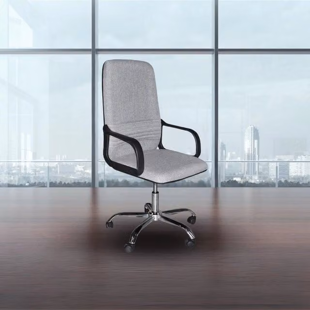 Poltrona da ufficio ergonomica CR106H in tessuto grigio con braccioli e ruote – 1